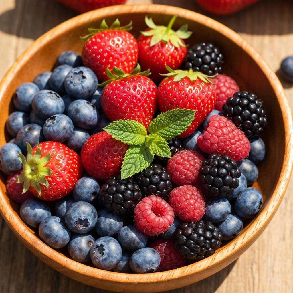 Colorful berries - blueberries, strawberries, and raspberries