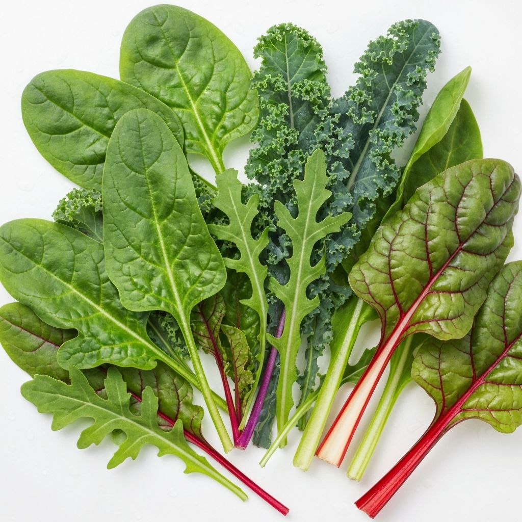 Dark leafy greens including spinach and kale