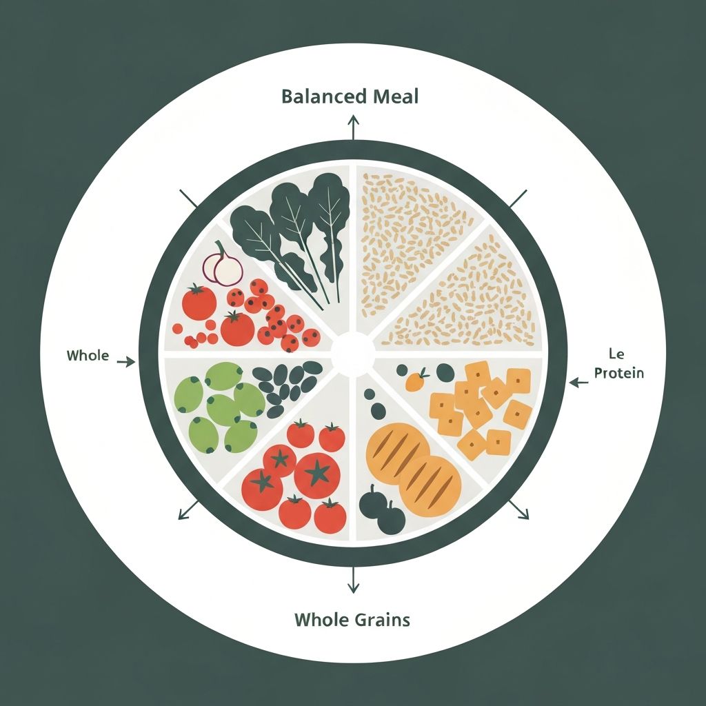 Infographic showing balanced meal proportions